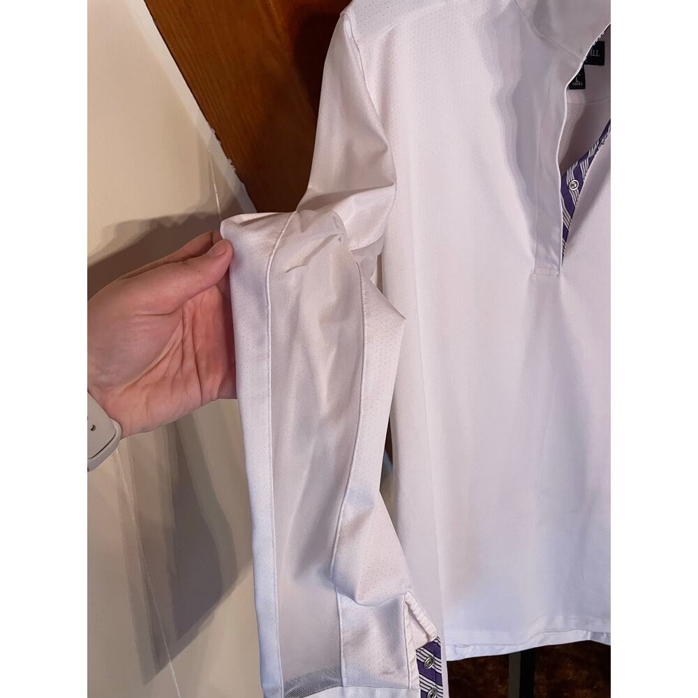 Essex Beacon Hill Equestrian Show Shirt Sun Shirt Purple Stripe Collar/Sleeve - Picture 4 of 7